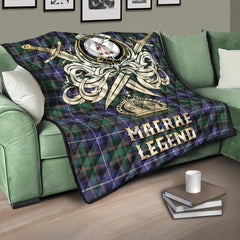 MacRae Hunting Modern Tartan Crest Legend Gold Royal Premium Quilt