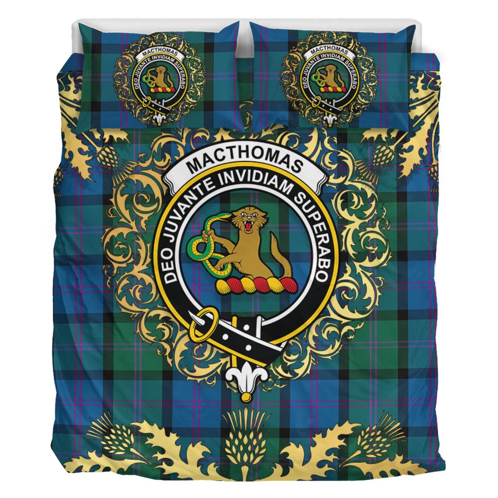 MacThomas Tartan Crest Bedding Set - Golden Thistle Style