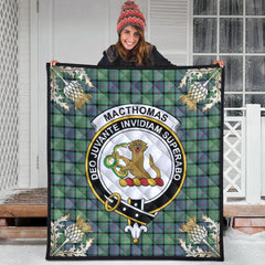 MacThomas Ancient Tartan Crest Premium Quilt - Gold Thistle Style