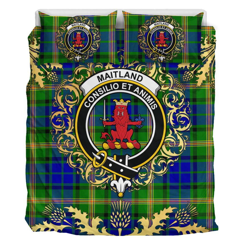 Maitland Tartan Crest Bedding Set - Golden Thistle Style