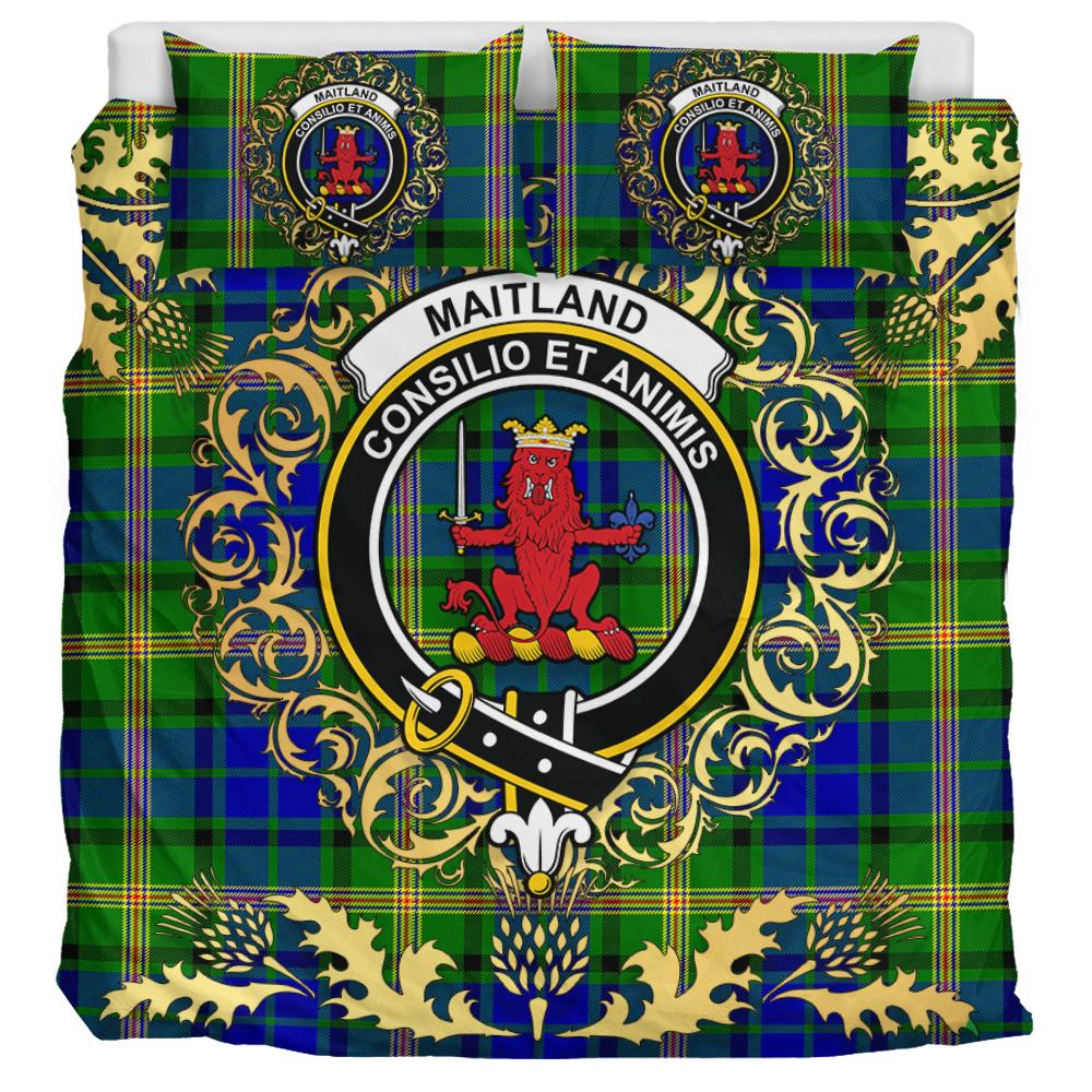 Maitland Tartan Crest Bedding Set - Golden Thistle Style