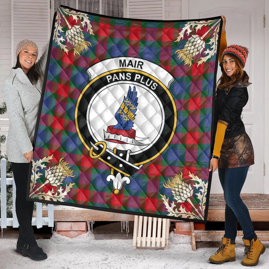 Mar Tartan Crest Premium Quilt - Gold Thistle Style
