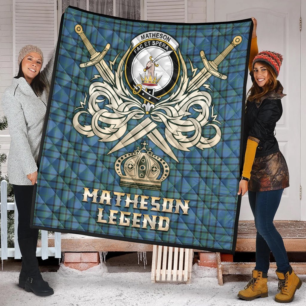 Matheson Hunting Ancient Tartan Crest Legend Gold Royal Premium Quilt