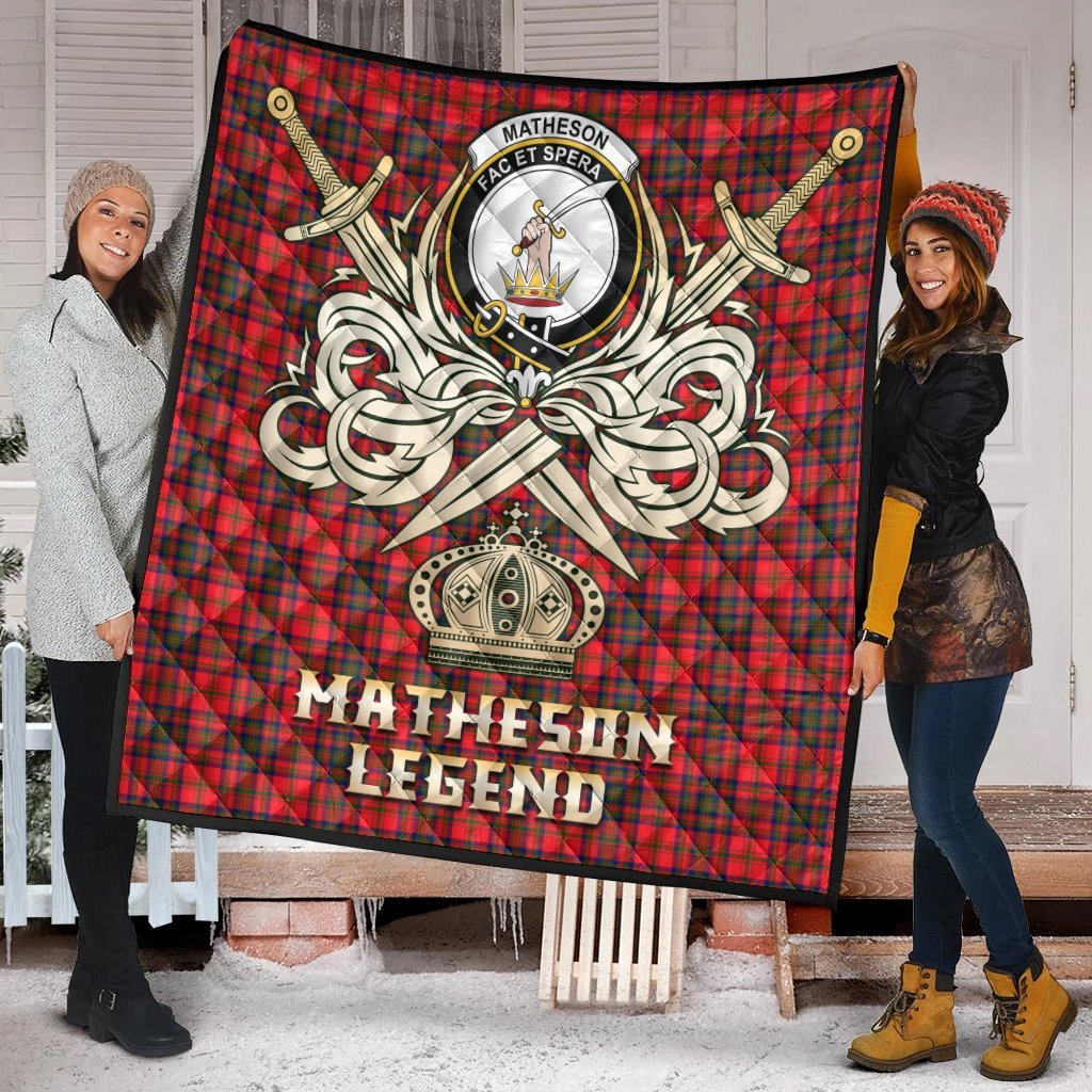 Matheson Modern Tartan Crest Legend Gold Royal Premium Quilt