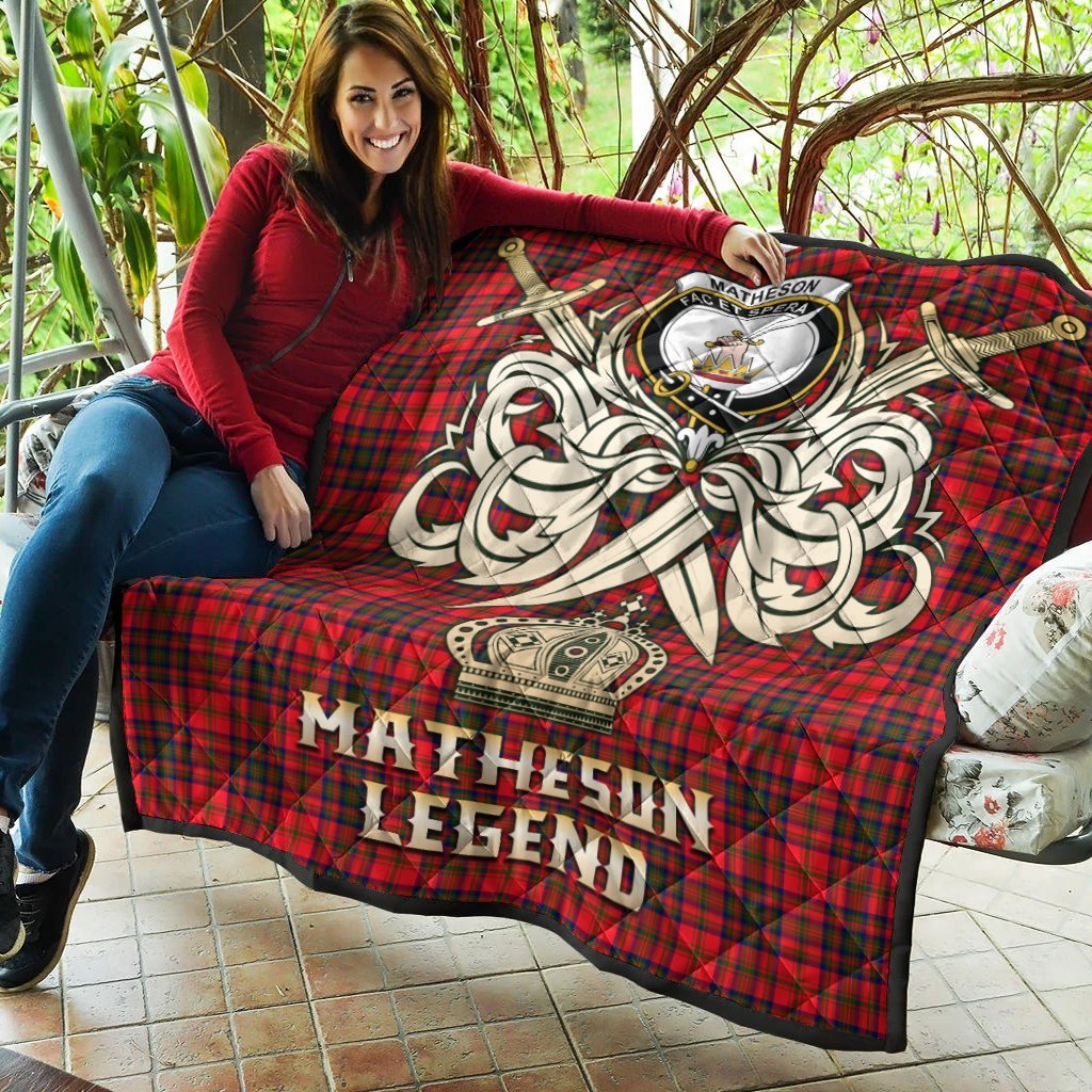 Matheson Modern Tartan Crest Legend Gold Royal Premium Quilt