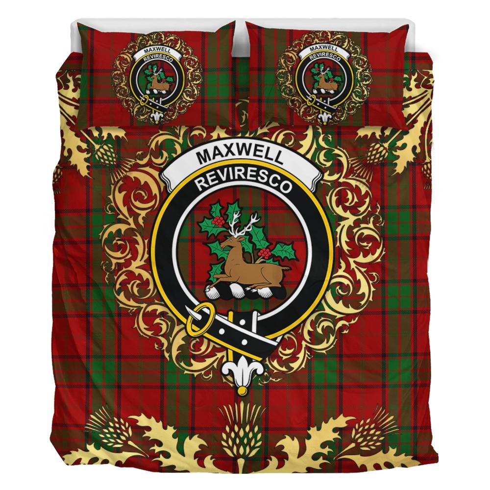 Maxwell Tartan Crest Bedding Set - Golden Thistle Style