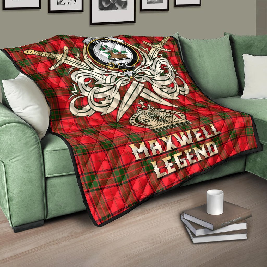 Maxwell Modern Tartan Crest Legend Gold Royal Premium Quilt