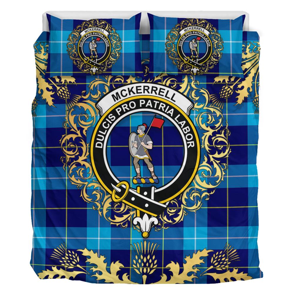 McKerrell Tartan Crest Bedding Set - Golden Thistle Style