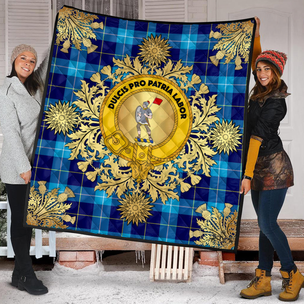 McKerrell Tartan Crest Premium Quilt - Gold Thistle Style