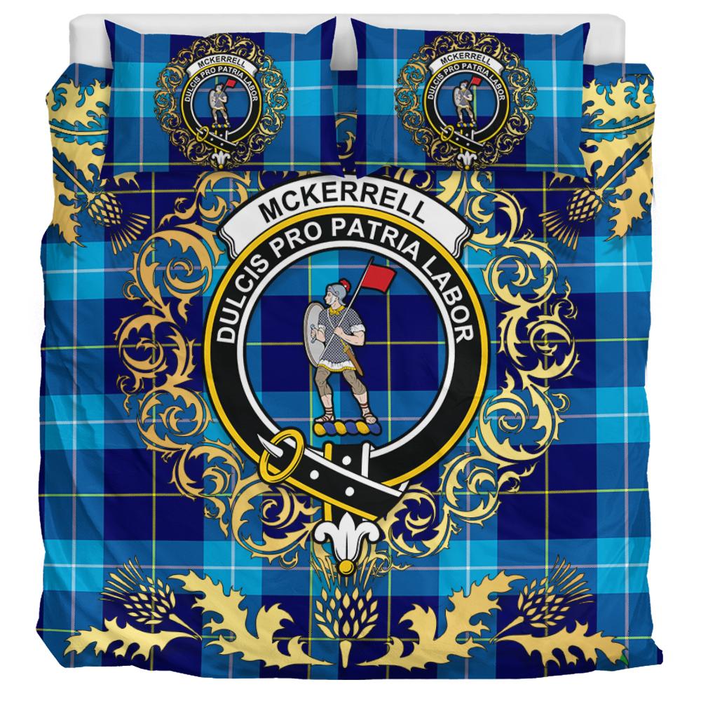 McKerrell Tartan Crest Bedding Set - Golden Thistle Style