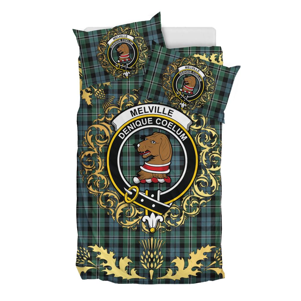 Melville 01 Tartan Crest Bedding Set - Golden Thistle Style