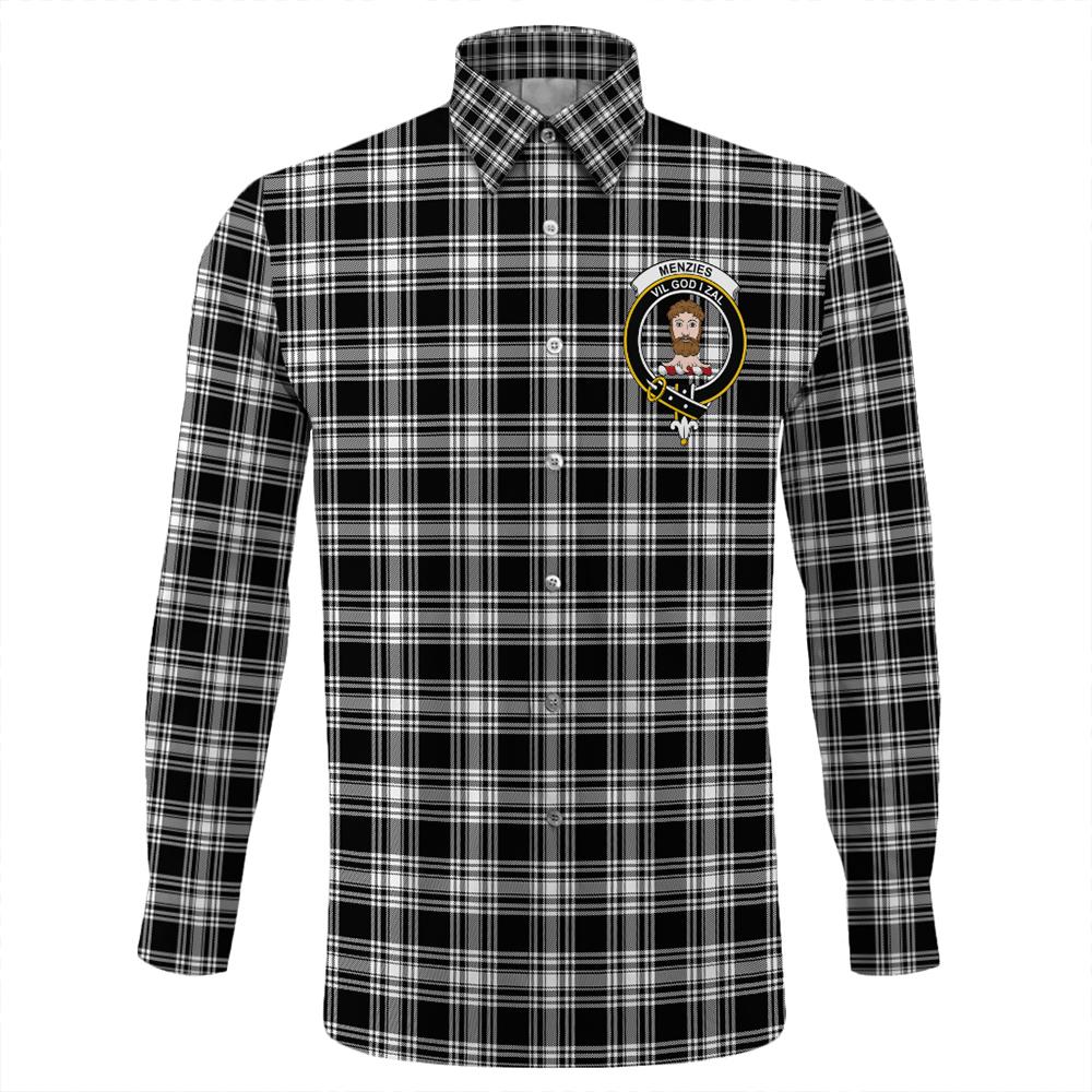 Menzies Black & White Modern Tartan Long Sleeve Button Shirt