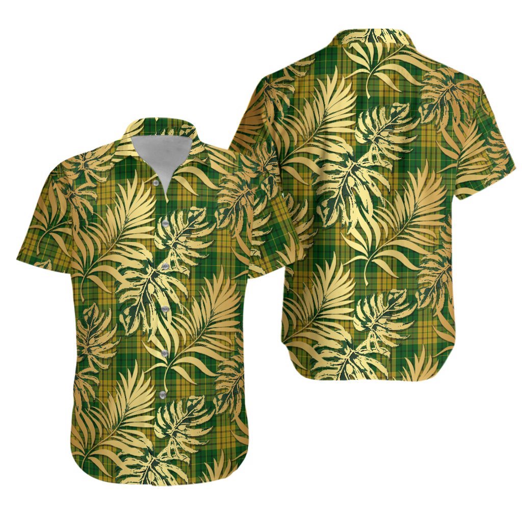 Meredith of Wales Tartan Vintage Leaves Hawaiian Shirt