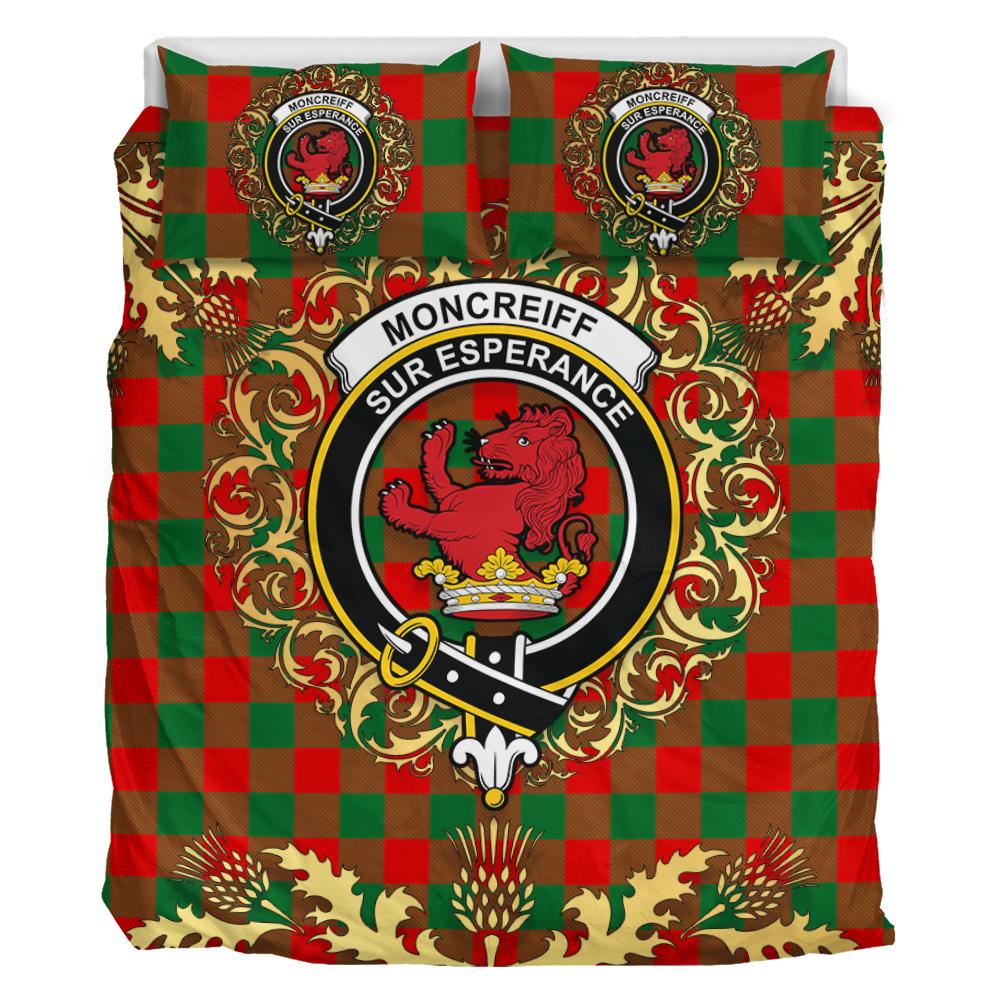 Moncrieff Tartan Crest Bedding Set - Golden Thistle Style