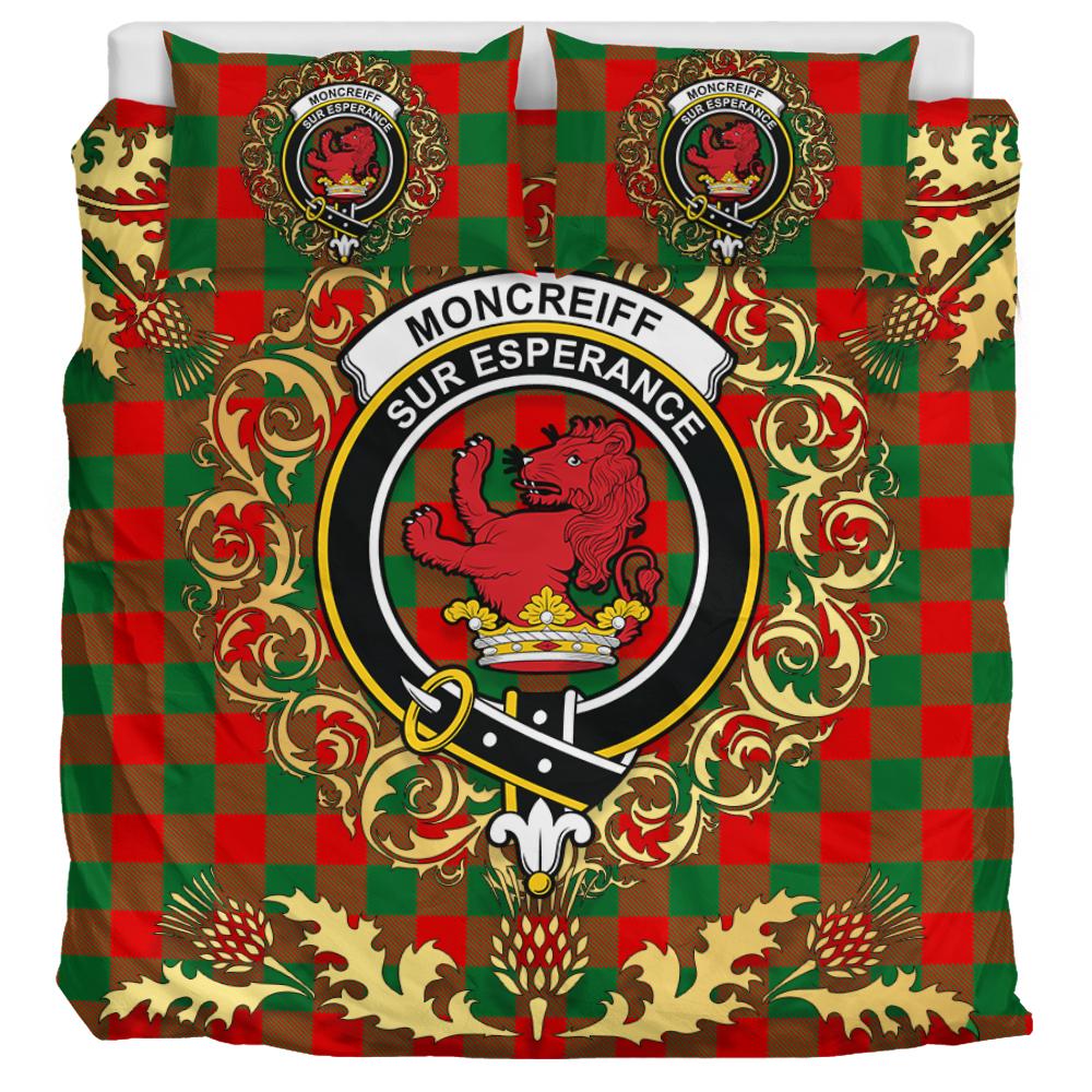 Moncrieff Tartan Crest Bedding Set - Golden Thistle Style