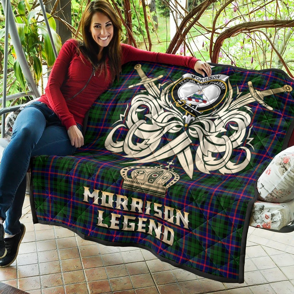 Morrison Modern Tartan Crest Legend Gold Royal Premium Quilt