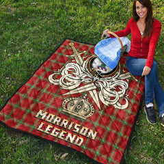 Morrison Red Modern Tartan Crest Legend Gold Royal Premium Quilt