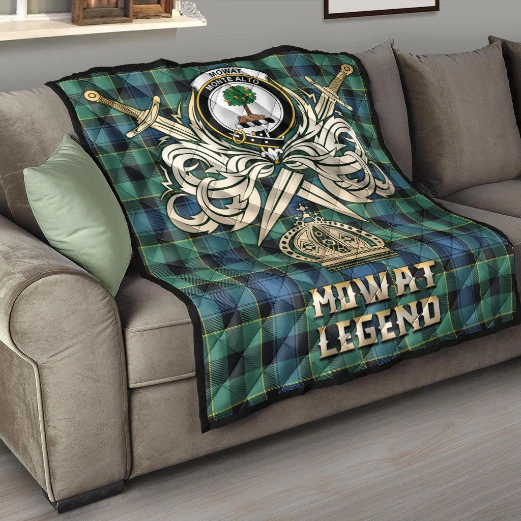 Mowat Tartan Crest Legend Gold Royal Premium Quilt