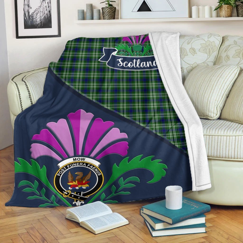Mowat (of Inglistoun) Tartan Crest Premium Blanket - Thistle Style