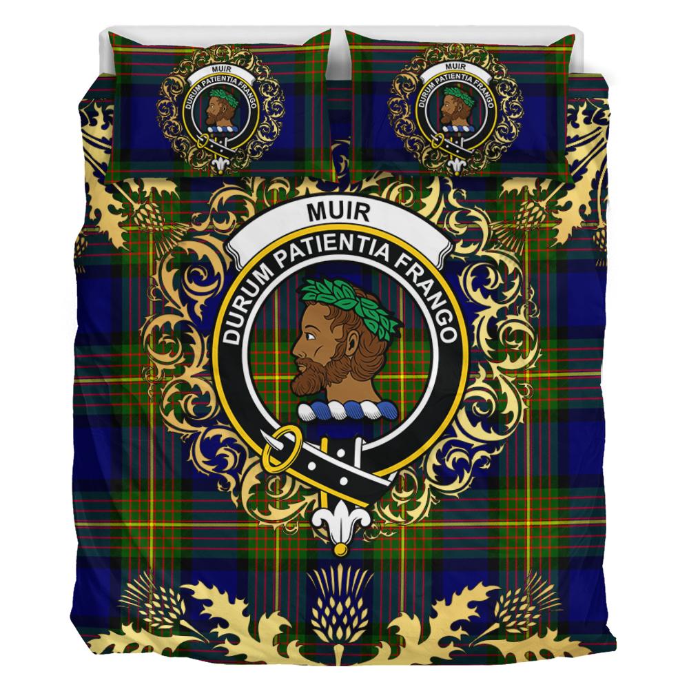 Muir Tartan Crest Bedding Set - Golden Thistle Style