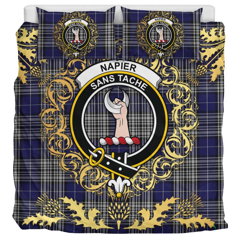 Napier Tartan Crest Bedding Set - Golden Thistle Style