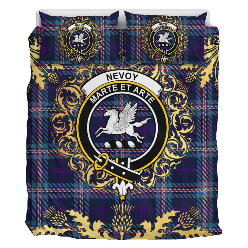 Nevoy Tartan Crest Bedding Set - Golden Thistle Style