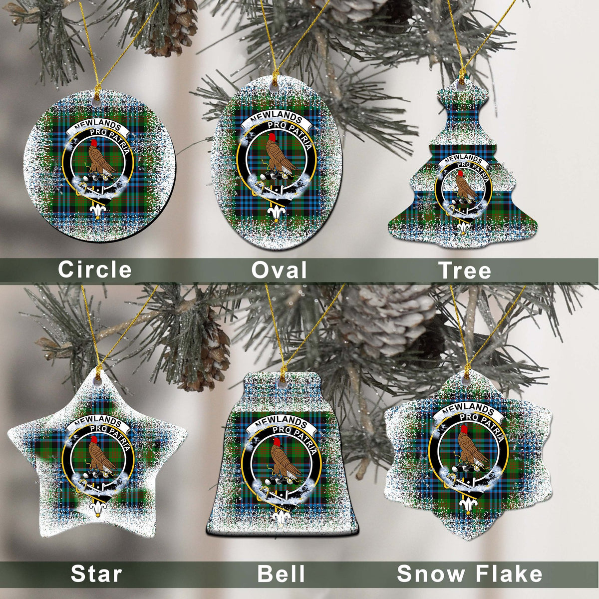 Newlands Tartan Christmas Ceramic Ornament - Snow Style