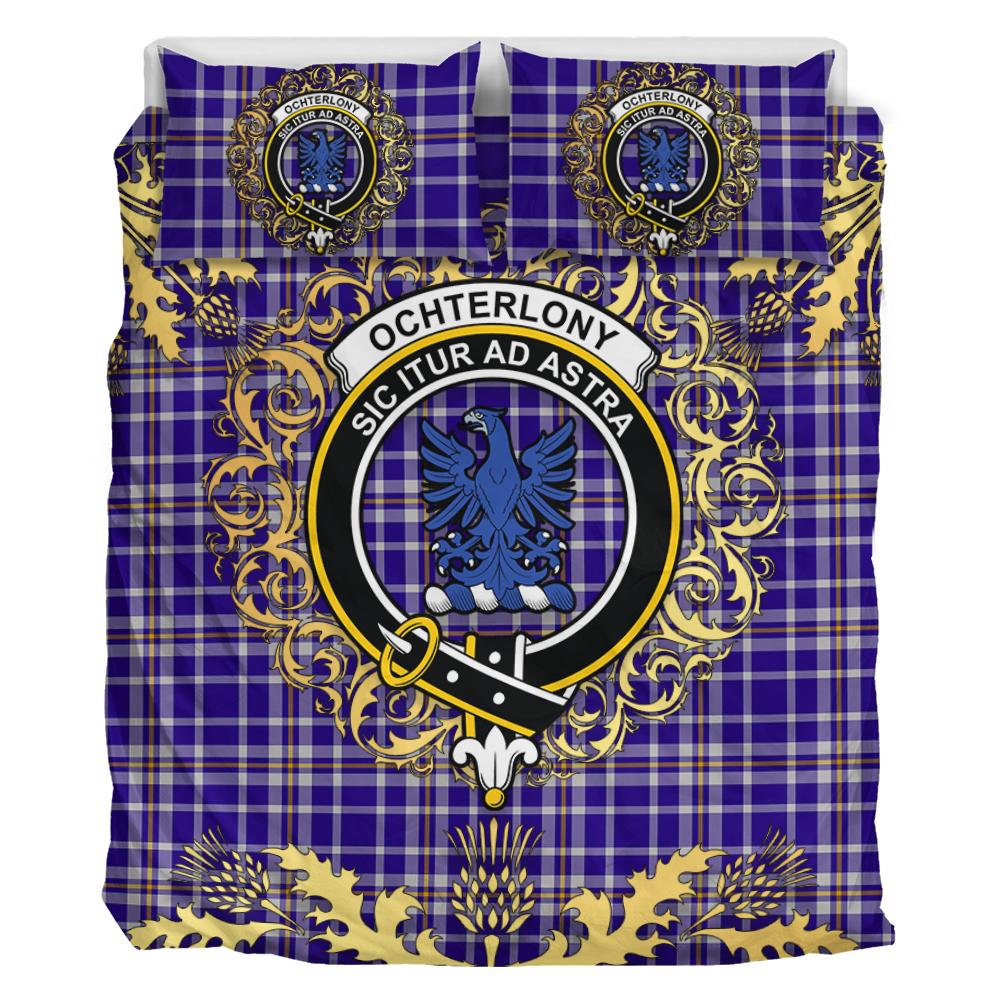 Ochterlony Tartan Crest Bedding Set - Golden Thistle Style