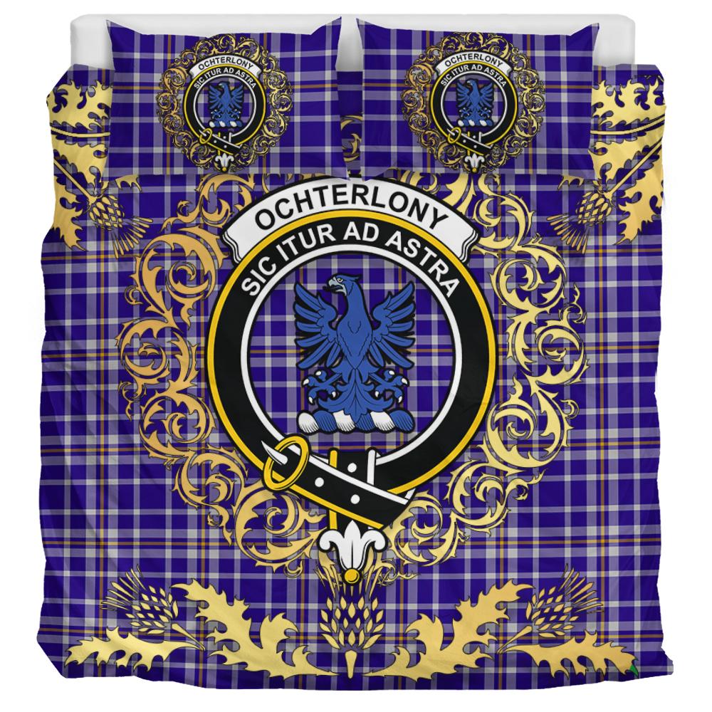 Ochterlony Tartan Crest Bedding Set - Golden Thistle Style