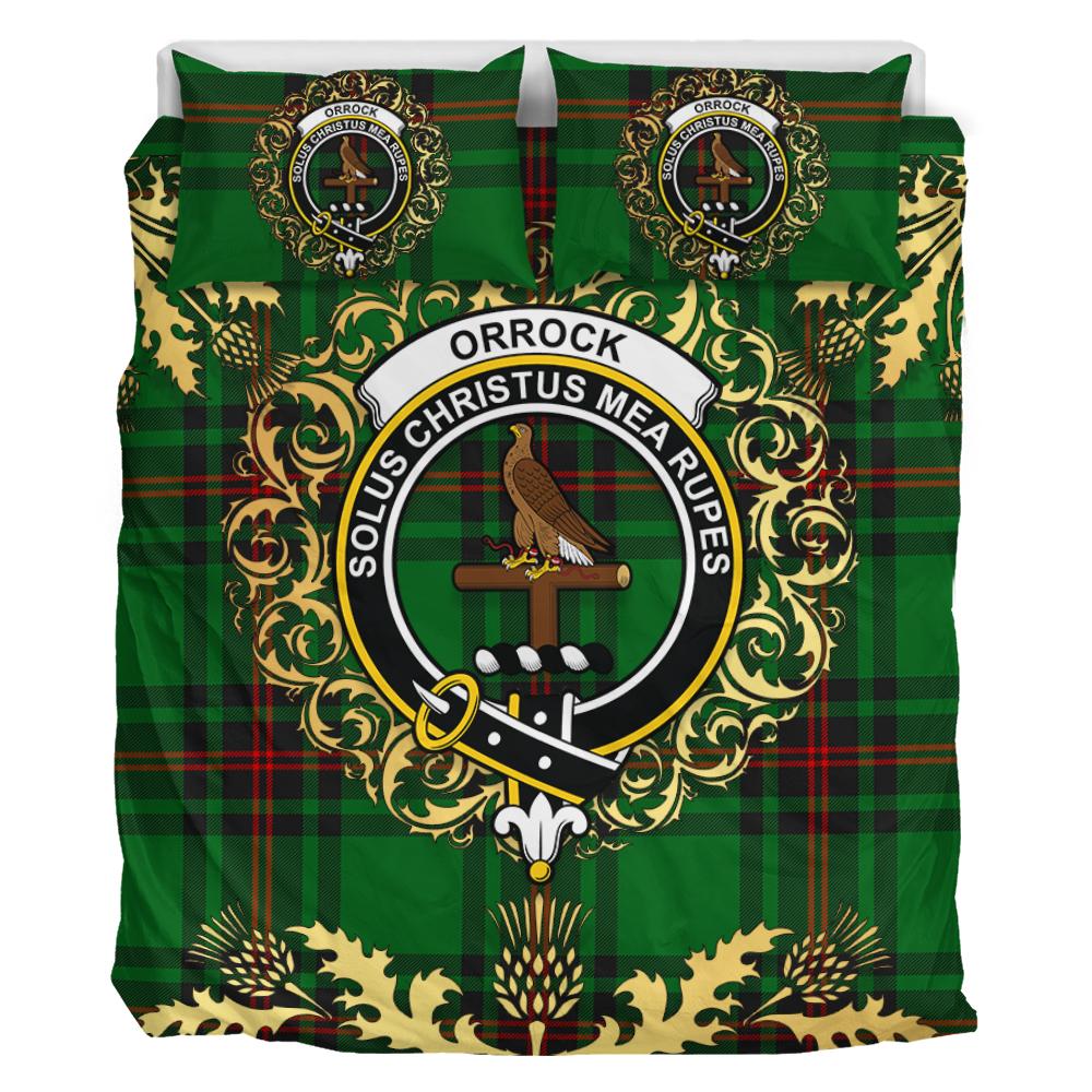 Orrock Tartan Crest Bedding Set - Golden Thistle Style