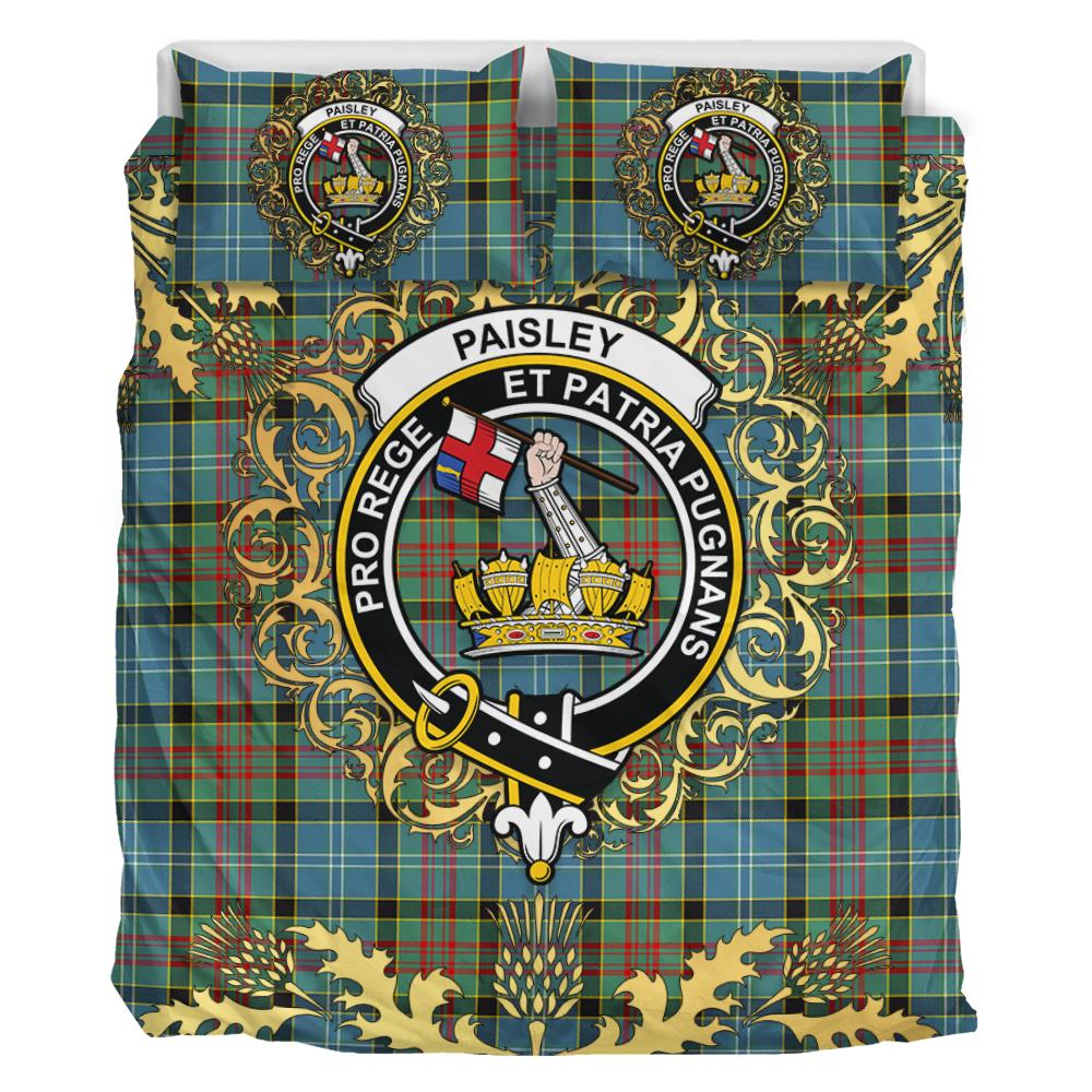 Paisley Tartan Crest Bedding Set - Golden Thistle Style