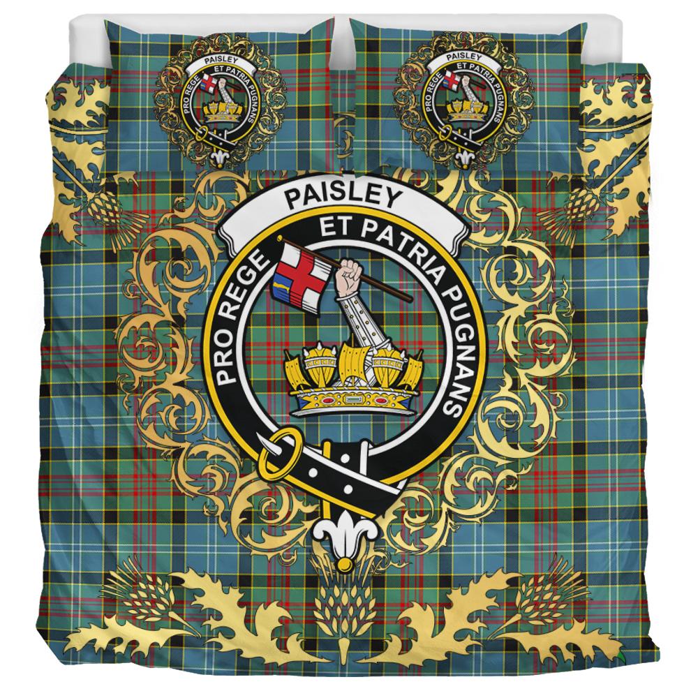 Paisley Tartan Crest Bedding Set - Golden Thistle Style