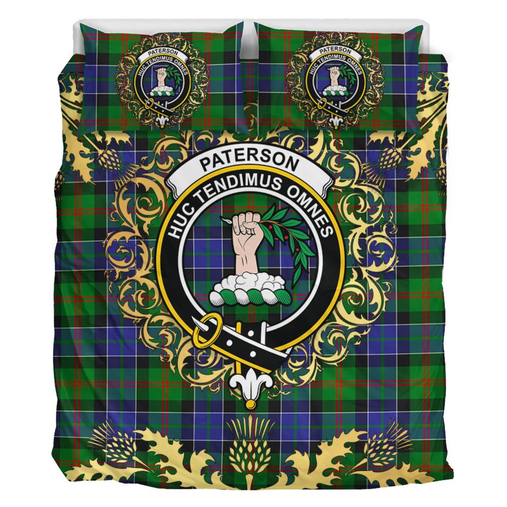 Paterson Tartan Crest Bedding Set - Golden Thistle Style