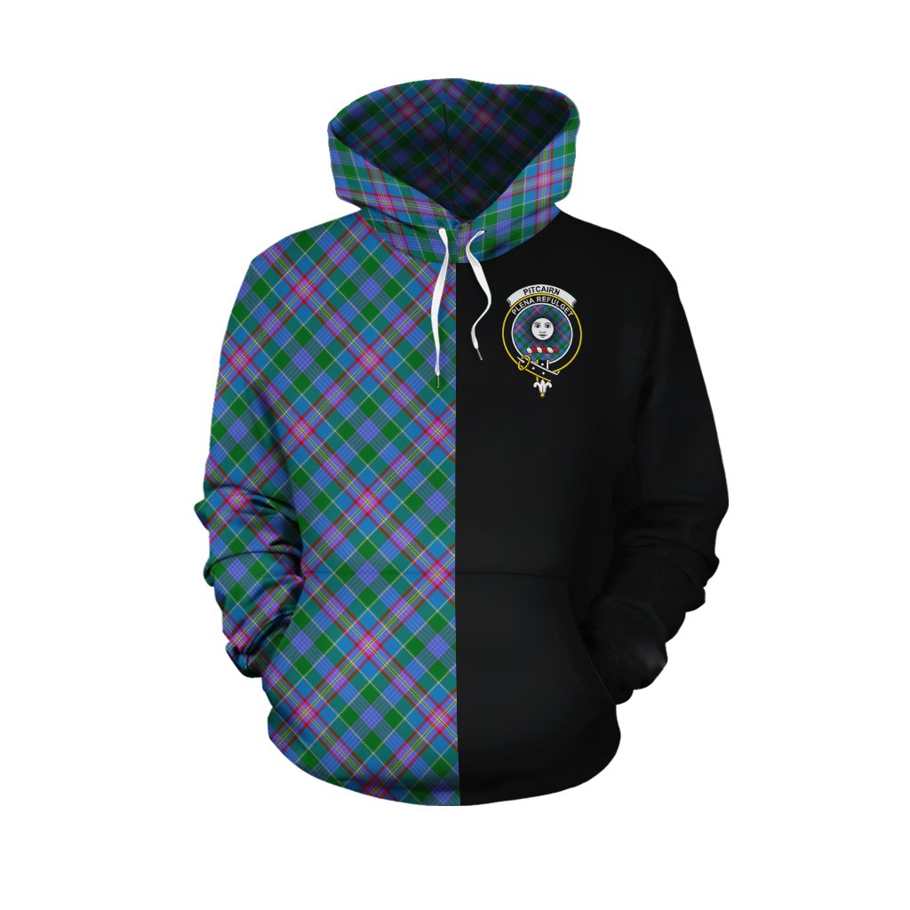 Pitcairn Hunting Tartan Hoodie Half of Me - Cross Style