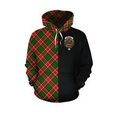 Pollock Modern Tartan Hoodie Half of Me - Cross Style