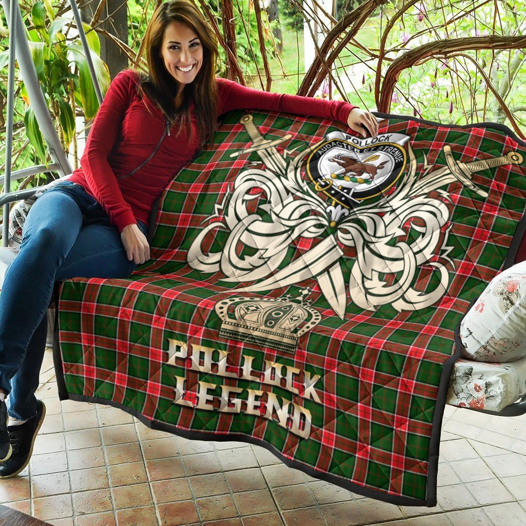 Pollock Modern Tartan Crest Legend Gold Royal Premium Quilt