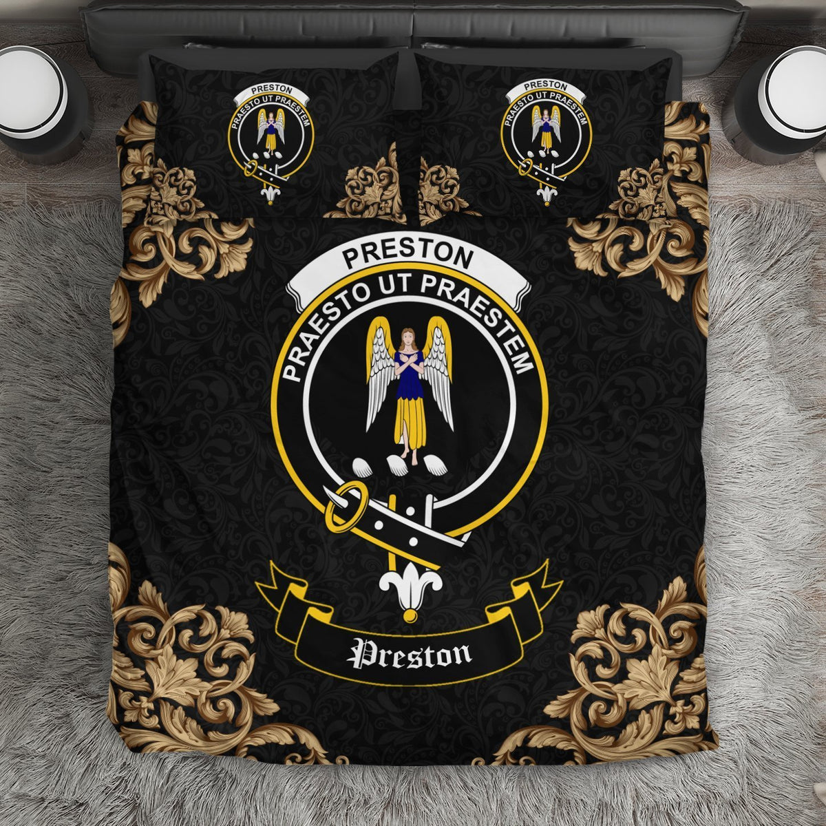 Preston Crest Black Bedding Set