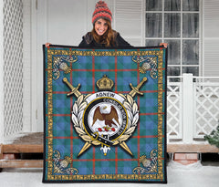 Agnew Ancient Tartan Crest Premium Quilt - Celtic Thistle Style