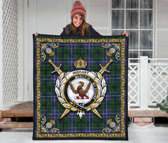 Wishart Hunting Tartan Crest Premium Quilt - Celtic Thistle Style