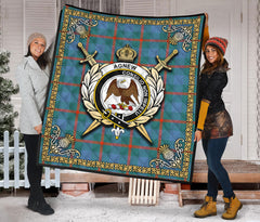 Agnew Ancient Tartan Crest Premium Quilt - Celtic Thistle Style