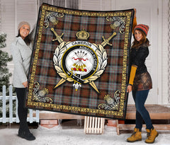 Cameron of Erracht Weathered Tartan Crest Premium Quilt - Celtic Thistle Style
