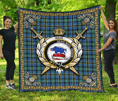 Weir Ancient Tartan Crest Premium Quilt - Celtic Thistle Style