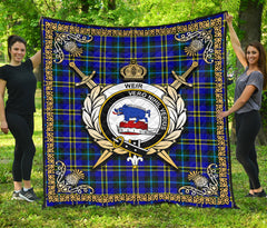 Weir Modern Tartan Crest Premium Quilt - Celtic Thistle Style