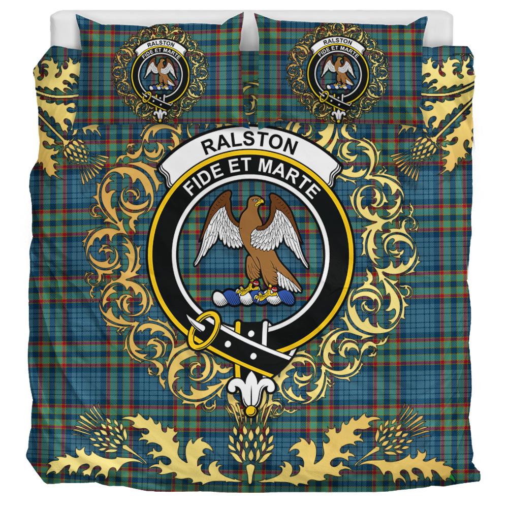 Ralston Tartan Crest Bedding Set - Golden Thistle Style