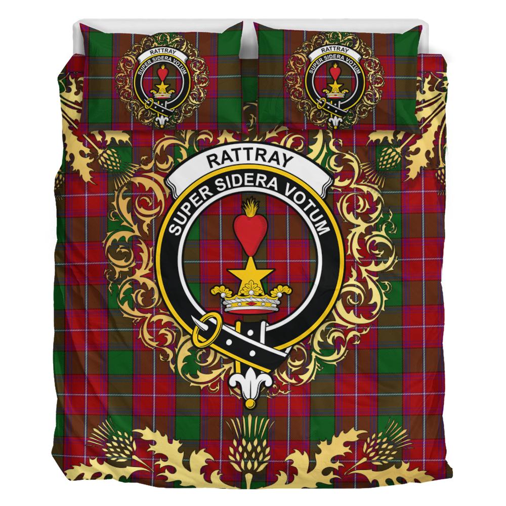 Rattray Tartan Crest Bedding Set - Golden Thistle Style