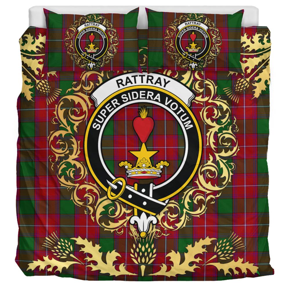 Rattray Tartan Crest Bedding Set - Golden Thistle Style