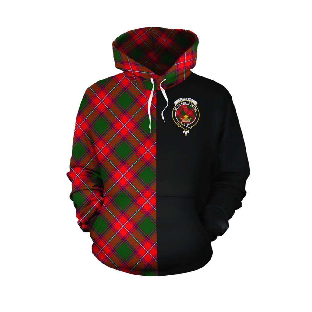 Rattray Modern Tartan Hoodie Half of Me - Cross Style