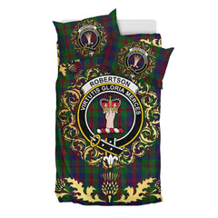 Robertson 01 Tartan Crest Bedding Set - Golden Thistle Style