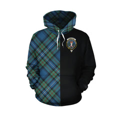 Robertson Hunting Ancient Tartan Hoodie Half of Me - Cross Style