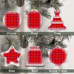 Rose Tartan Christmas Ceramic Ornament - Snow Style